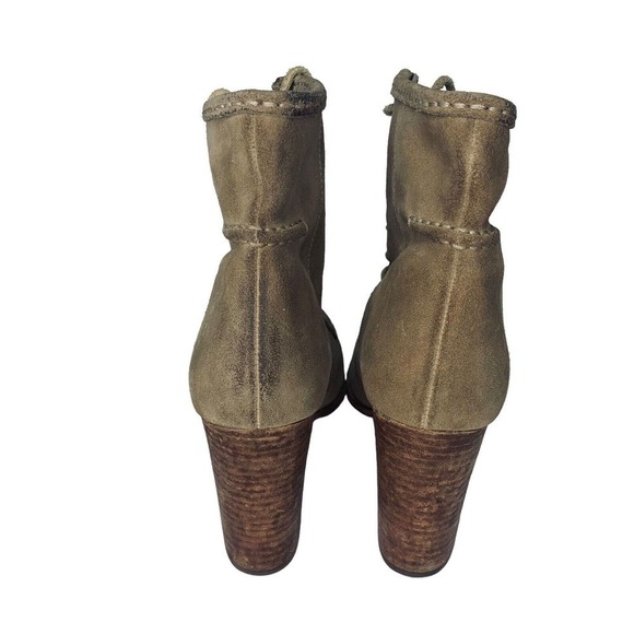 Frye Parker Moc Short Natural Oiled Suede Lace-Up Grannie Boot Womens Size 9 - Picture 5 of 11